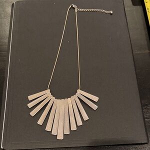 Elegant Silver Fan Statement Necklace